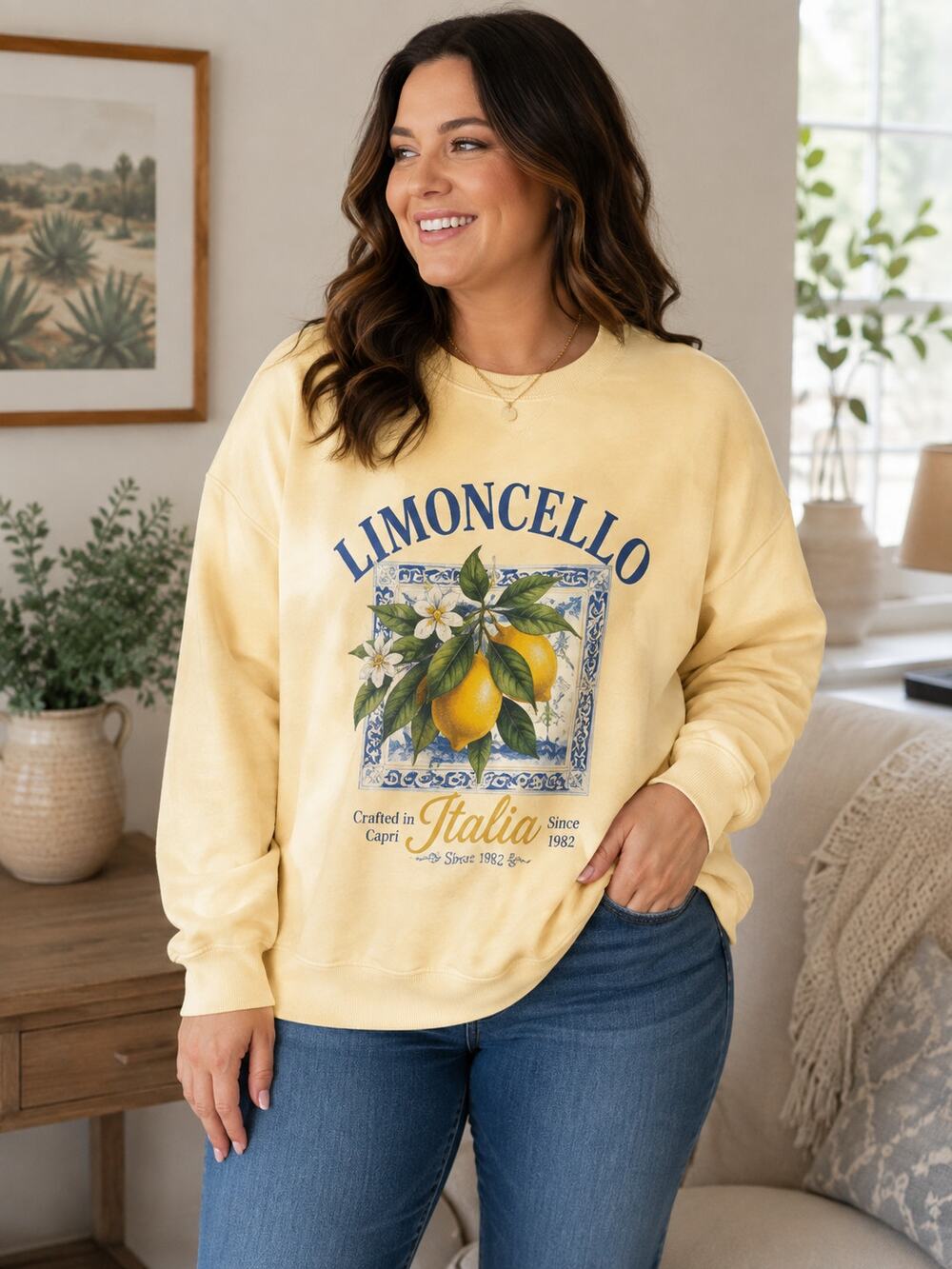 Comfort Colors Limoncello Italia Lemon Graphic Sweatshirt Yellow 2XL